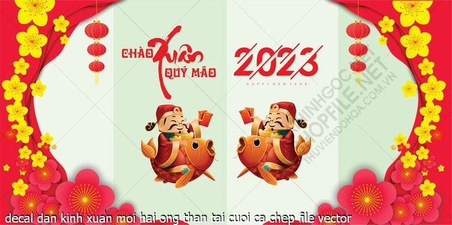 decal dan kinh xuan moi hai ong than tai cuoi ca chep file vector